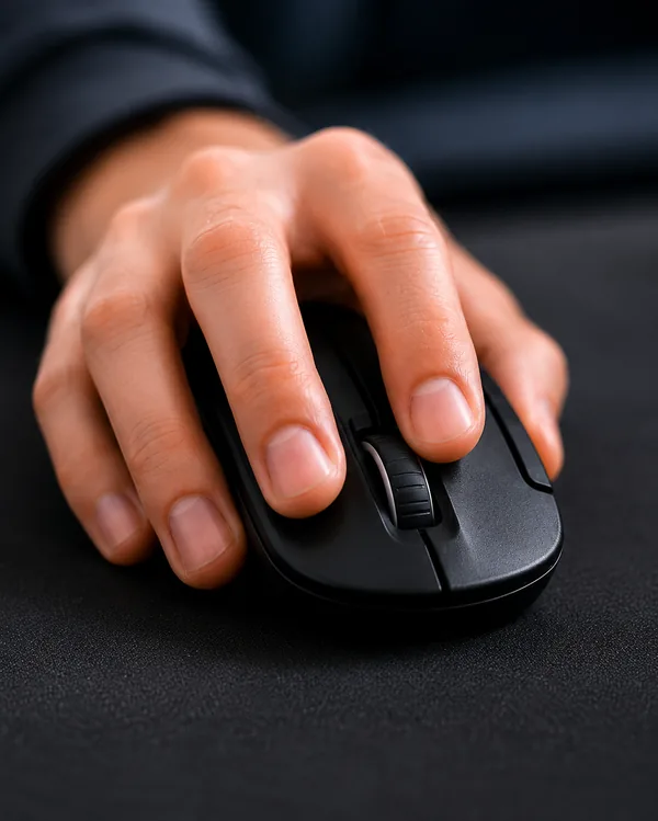 Detalhe de mão usando mouse